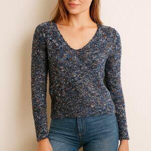 Vintage 1980s Blue Speckled Knit Sweater